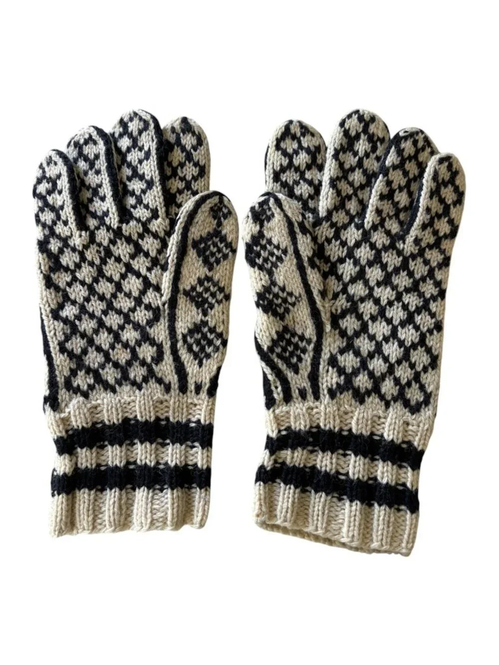 VTG Scandinavian Snowflake Selbu Inspired Wool Gloves Lilly Whites Brand